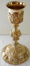 Ornate French antique solid silver gilt Baroque Chapel Set